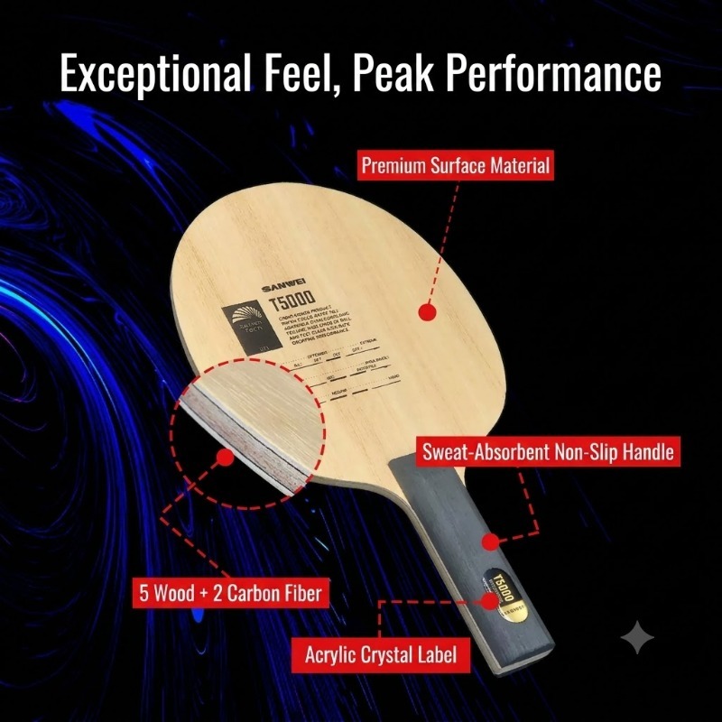 Stiga Carbon Blade - 1pcs SANWEI T5000 Table Tennis Blade