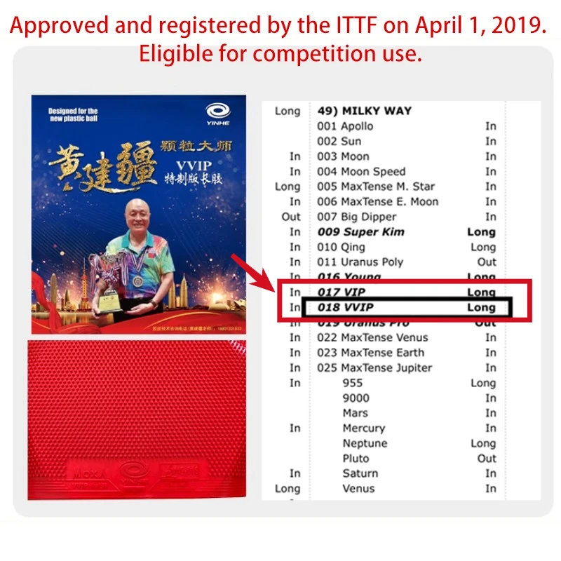 YINHE Huang Jianjiang  VVIP Ta - Table Tennis Xiom review and price
